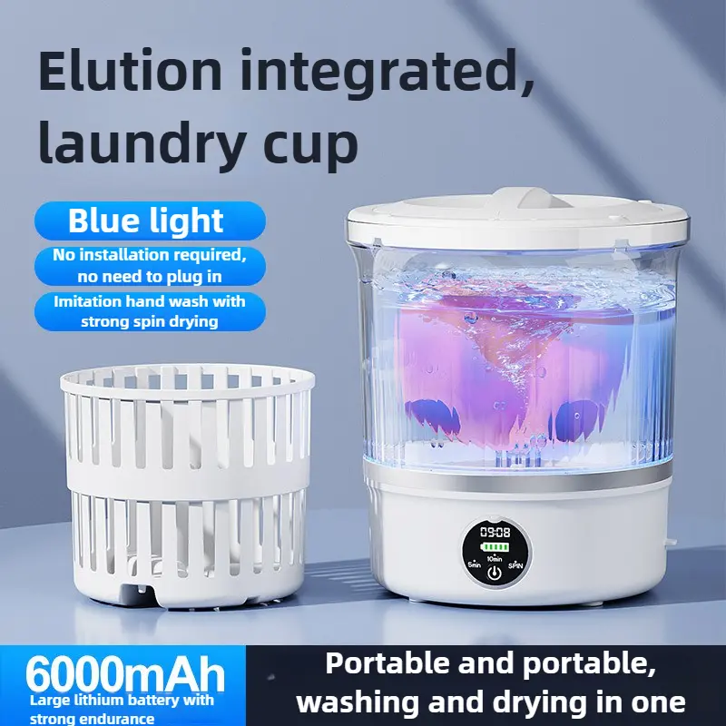 Mini Washing Machine Portable Laundry Washer with Blue Light