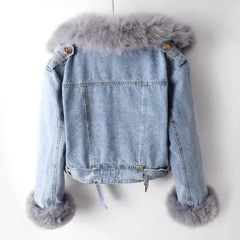 Denim Coaat Women Fashion Overcoat Collar Jean Jac...