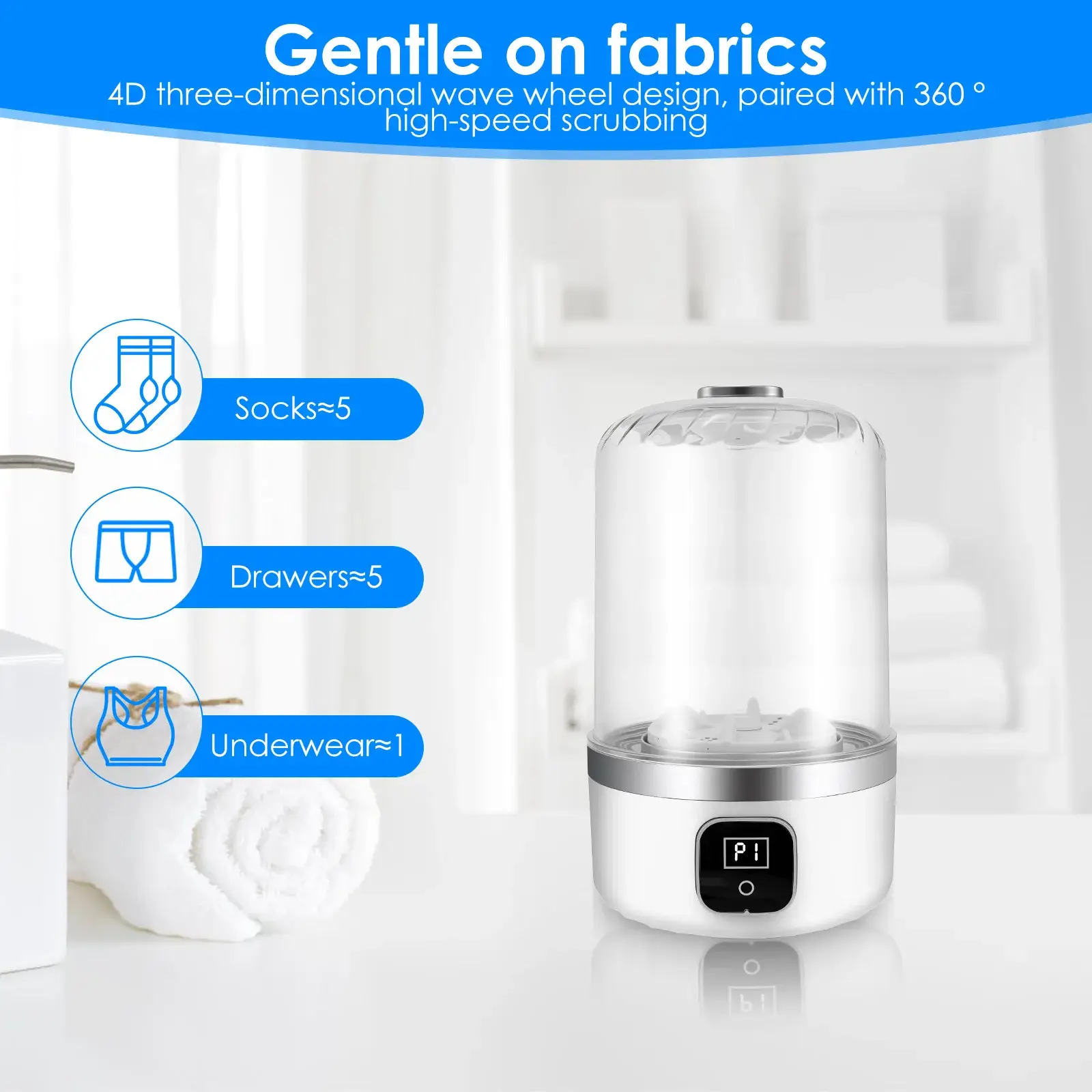 Mini Washing Machine Portable Underwear Socks Electric Wireless Charging Washing Cup Laundry Bucket