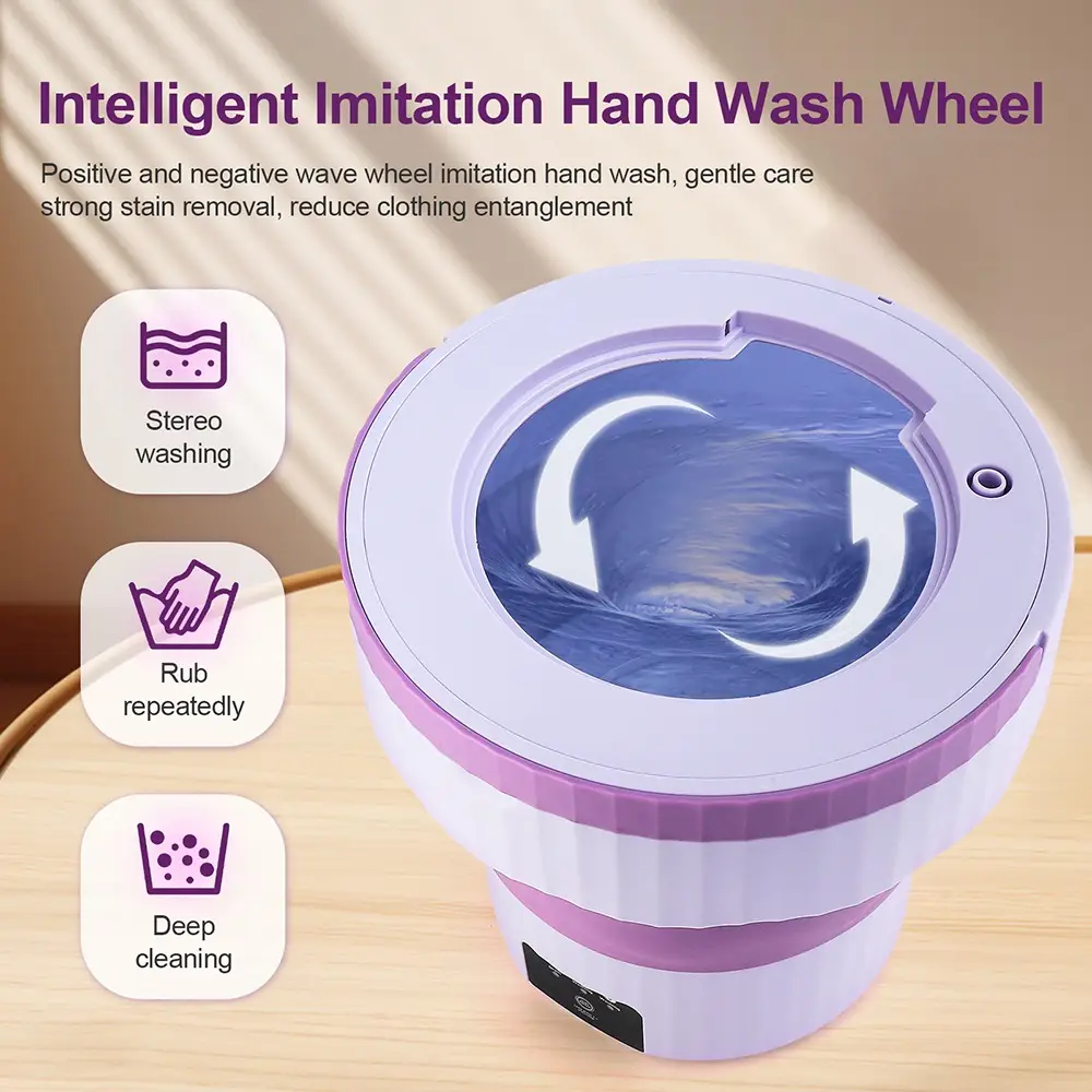 Small Folding Washing Machine Portable Washing Machine Automatic Modes Laundry Clothes Laundry Bucket Washing Machine