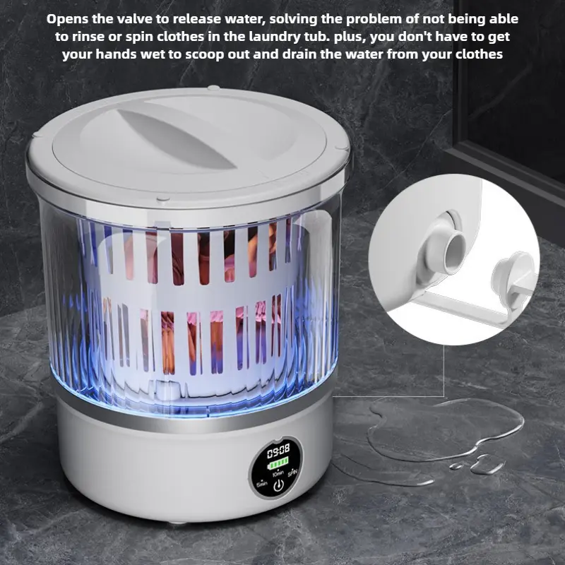 Mini Washing Machine Portable Laundry Washer with Blue Light