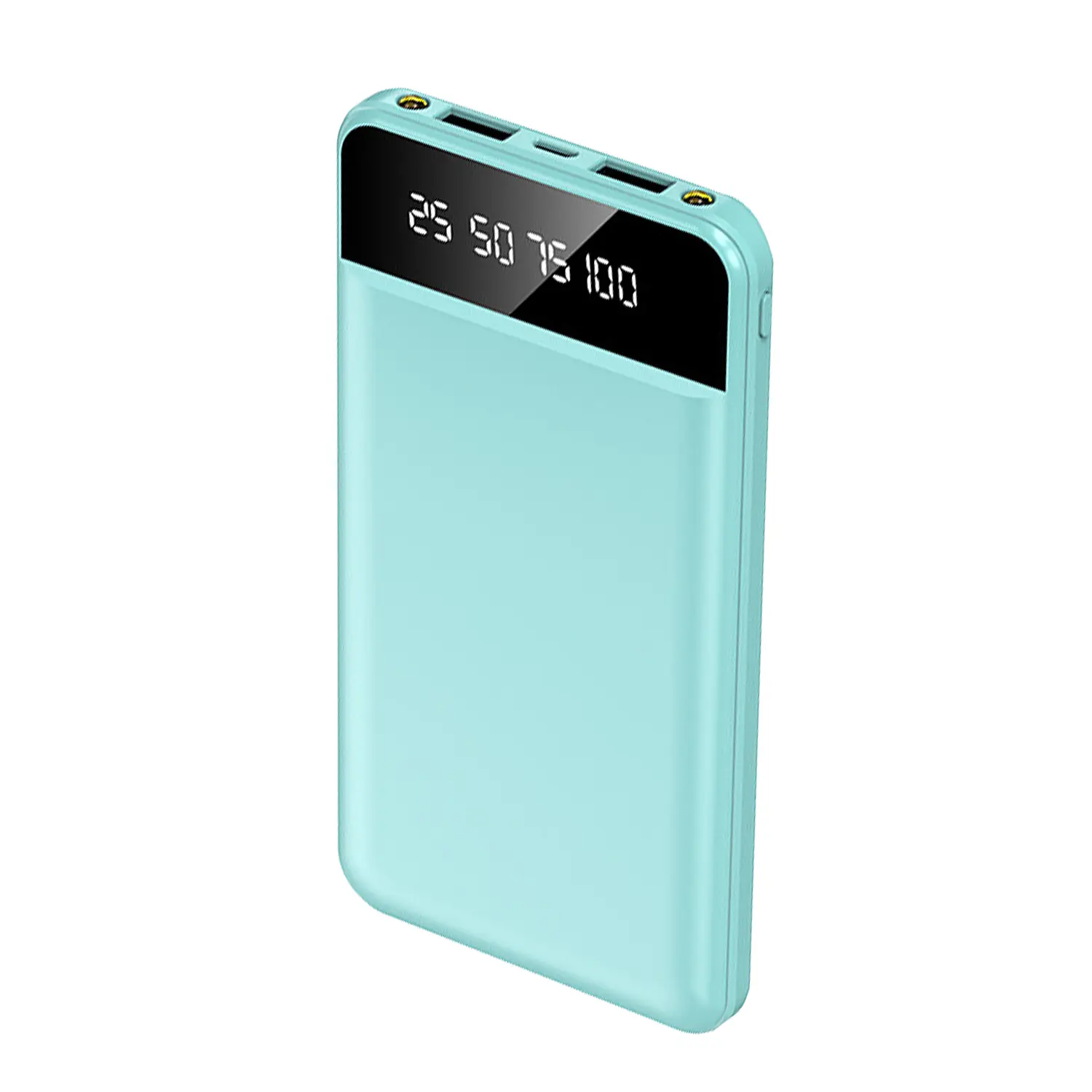Power Bank Portable Ultra Slim Charger External Battery Pack With 2 USB Output Ports Charging Cable LED Flashlight