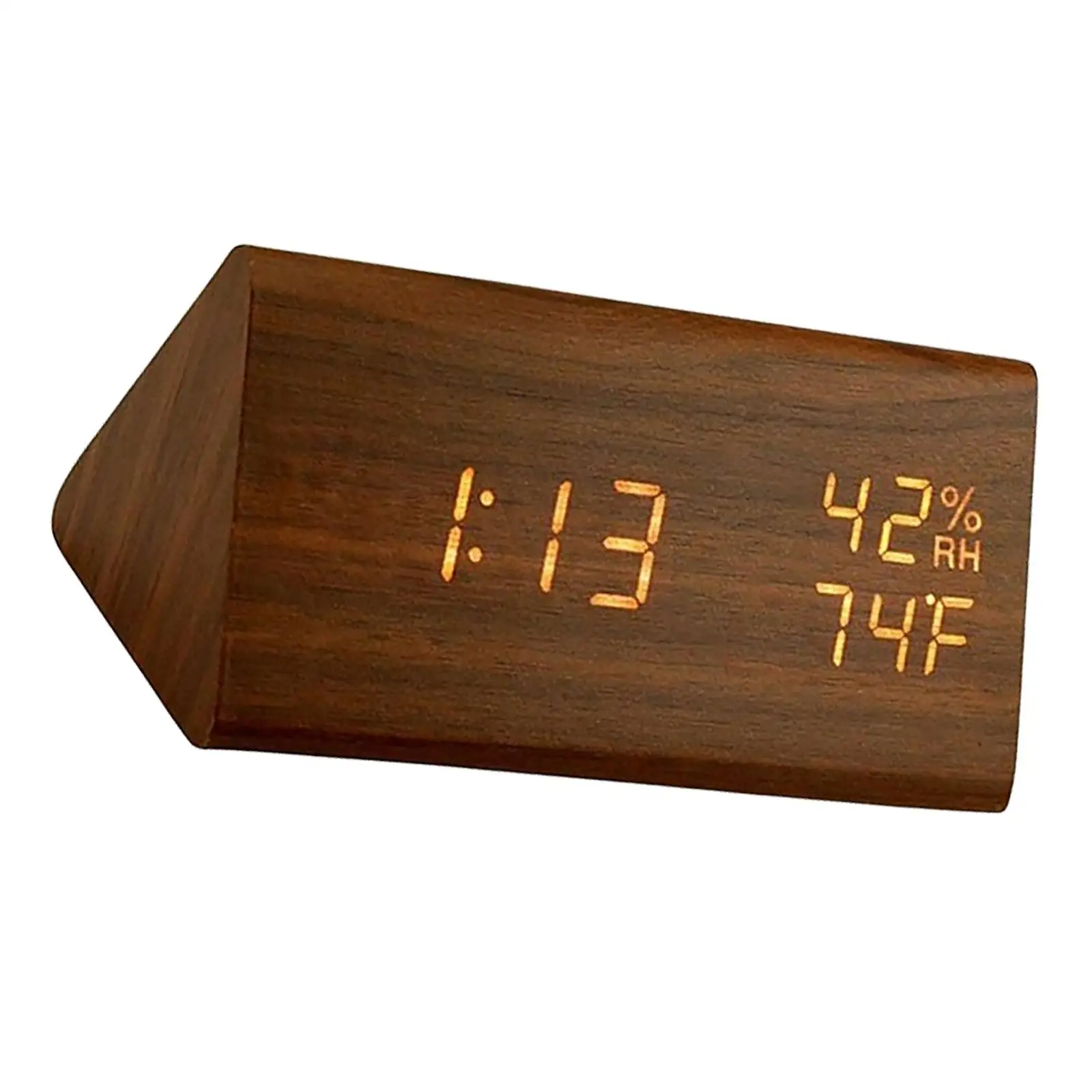 Alarm Clock LED Triangle Brightness Adjustable with Humidity for Office Home