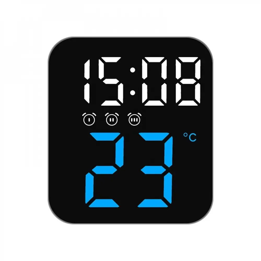 LED Digital Wall/Table Clock Time Temperature Display Alarm Clock Adjustable