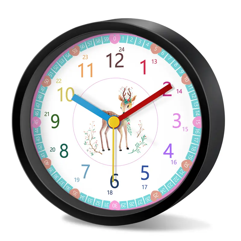 Round New Cartoon Alarm Clock Colorful Numerals Wa...