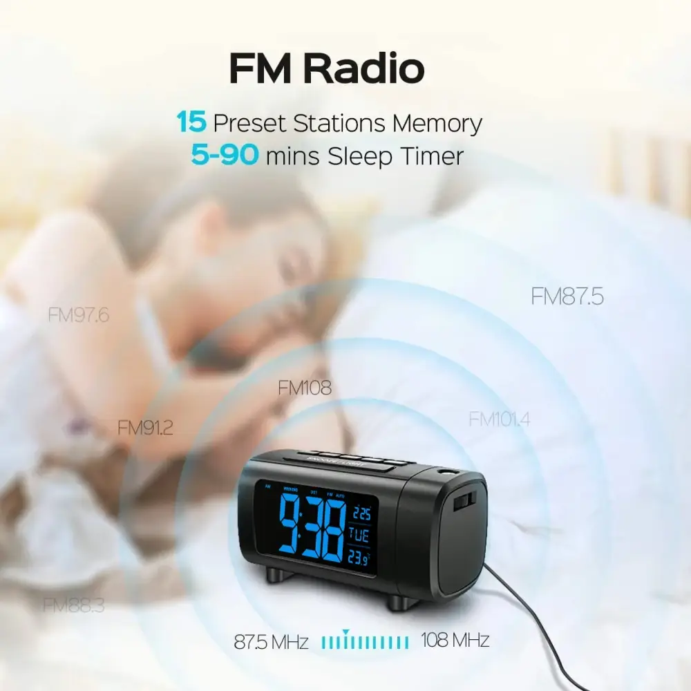 Digital Projection Alarm Clock for Bedroom Radio Alarm Clock