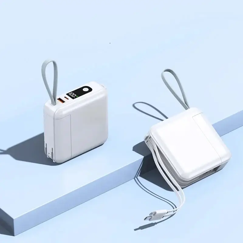Power Bank With Built-in Cable & AC Plug