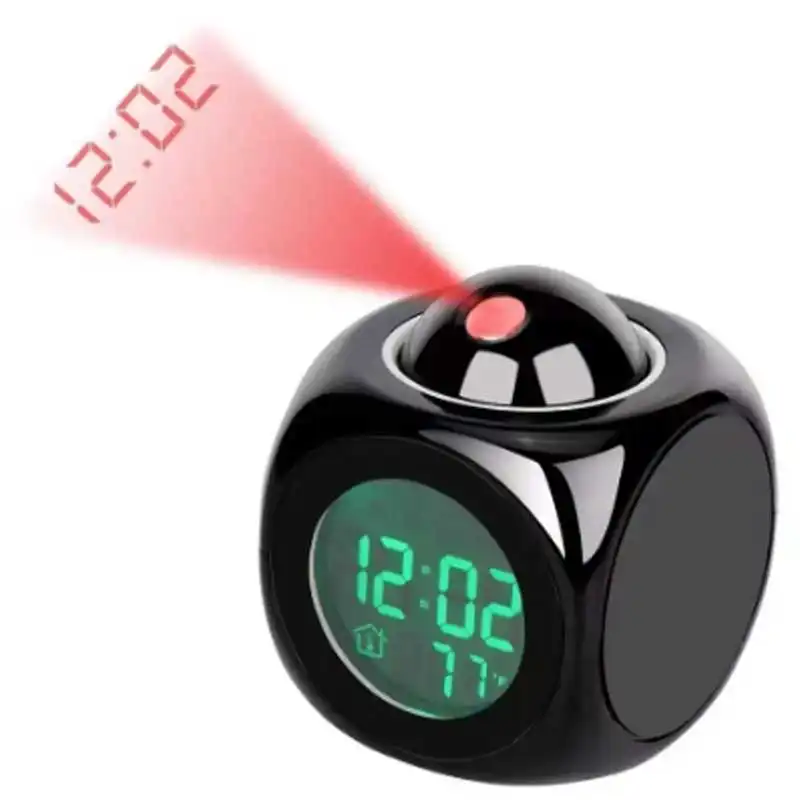 Multi-function Projection Chime Clock LED Light Projection Alarm Clock Voice Chime Clock