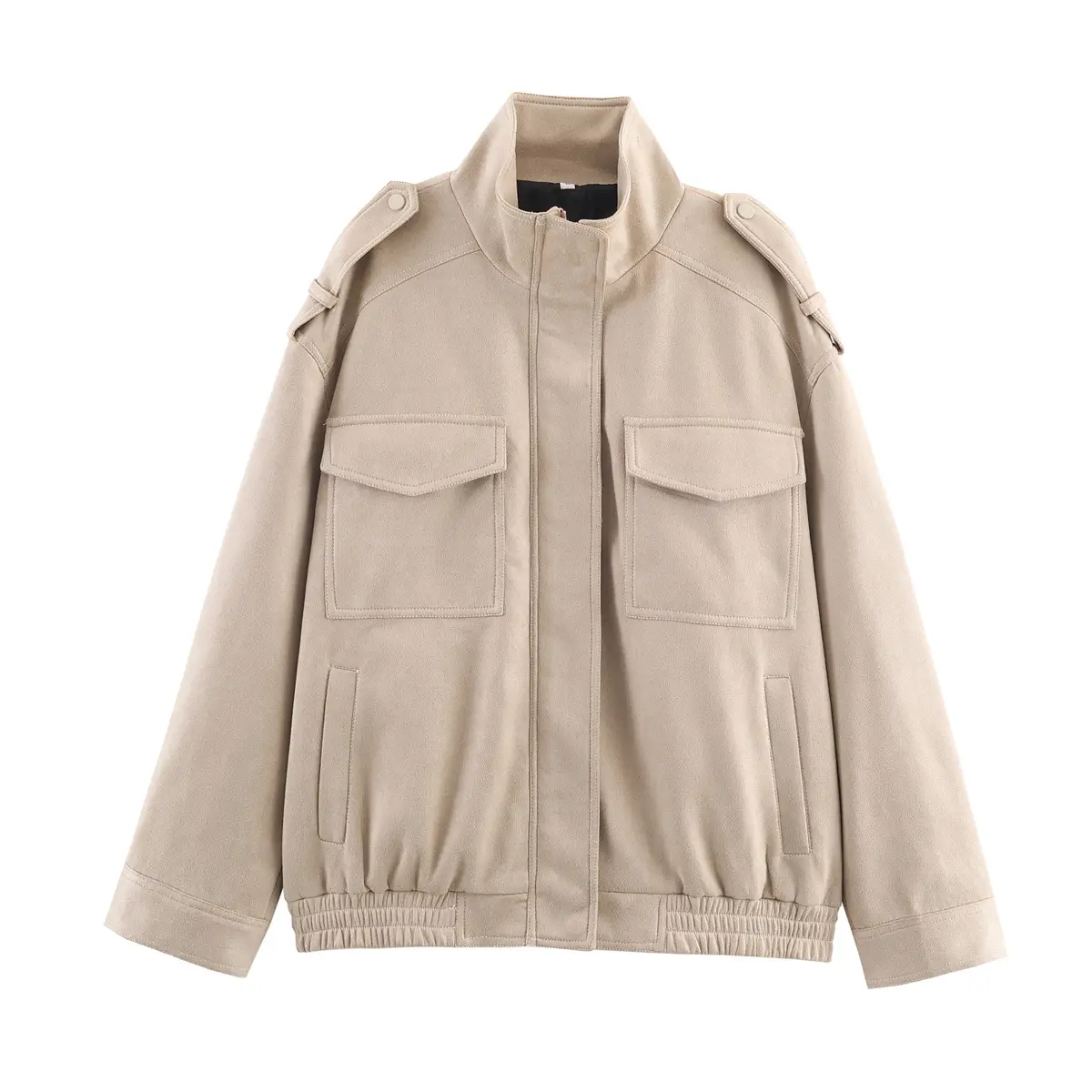 Women Suede Jacket Fashion Long Sleeve Zipper Loose Jackets Coat Female Casual Outerwear