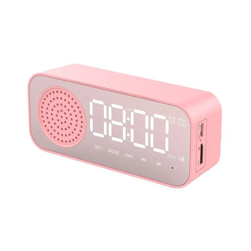 Desktop Alarm Clock Bluetooth Wireless Audio Mini LED Mirror Digital Clock