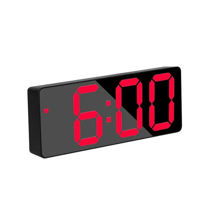 Mirror Digital Alarm Clock Anti-Disturb Mode Voice Control Snooze 12/24H LED Electronic Desk Clock