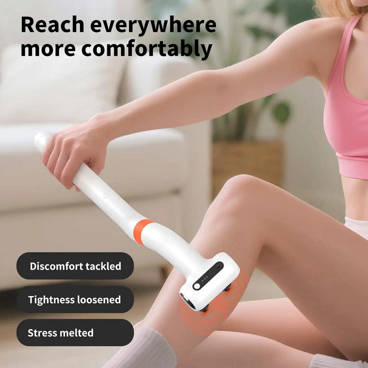 Cordless Dual-Head Impact Massage Gun With Detachable Extension Rod