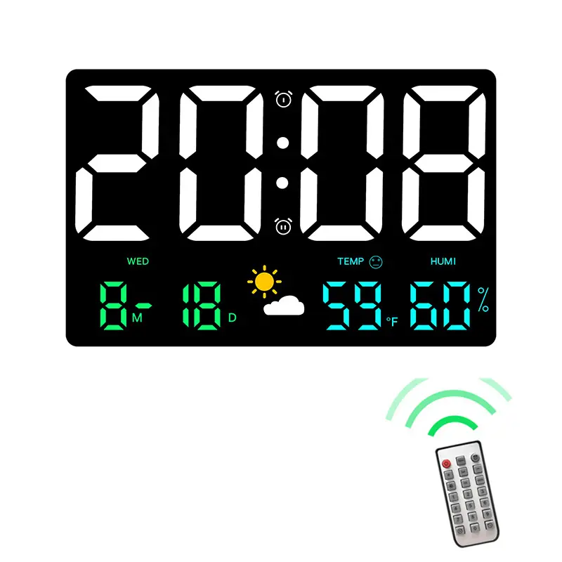 Smart Mute LED Large-Screen Wall Clock Temperature...