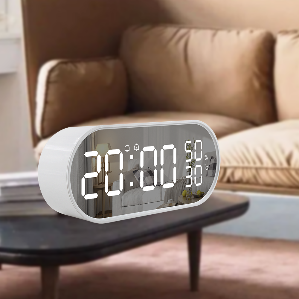 LED Mirror Alarm Clock — Touch-Controlled Electronic Clock with Dual Alarms