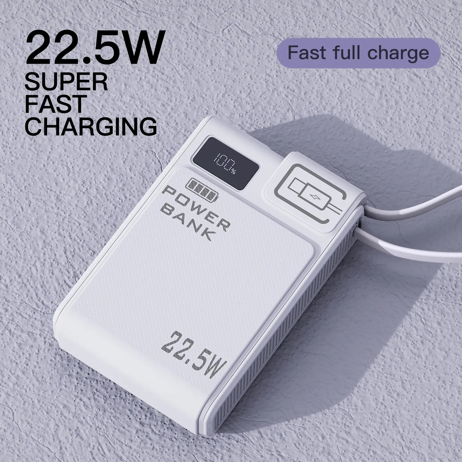Portable Power Bank Charge With Fast Charging Type-C Cable Compatible
