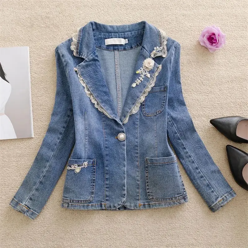 Women's Denim Jacket Long Sleeve Denim Coat Button...