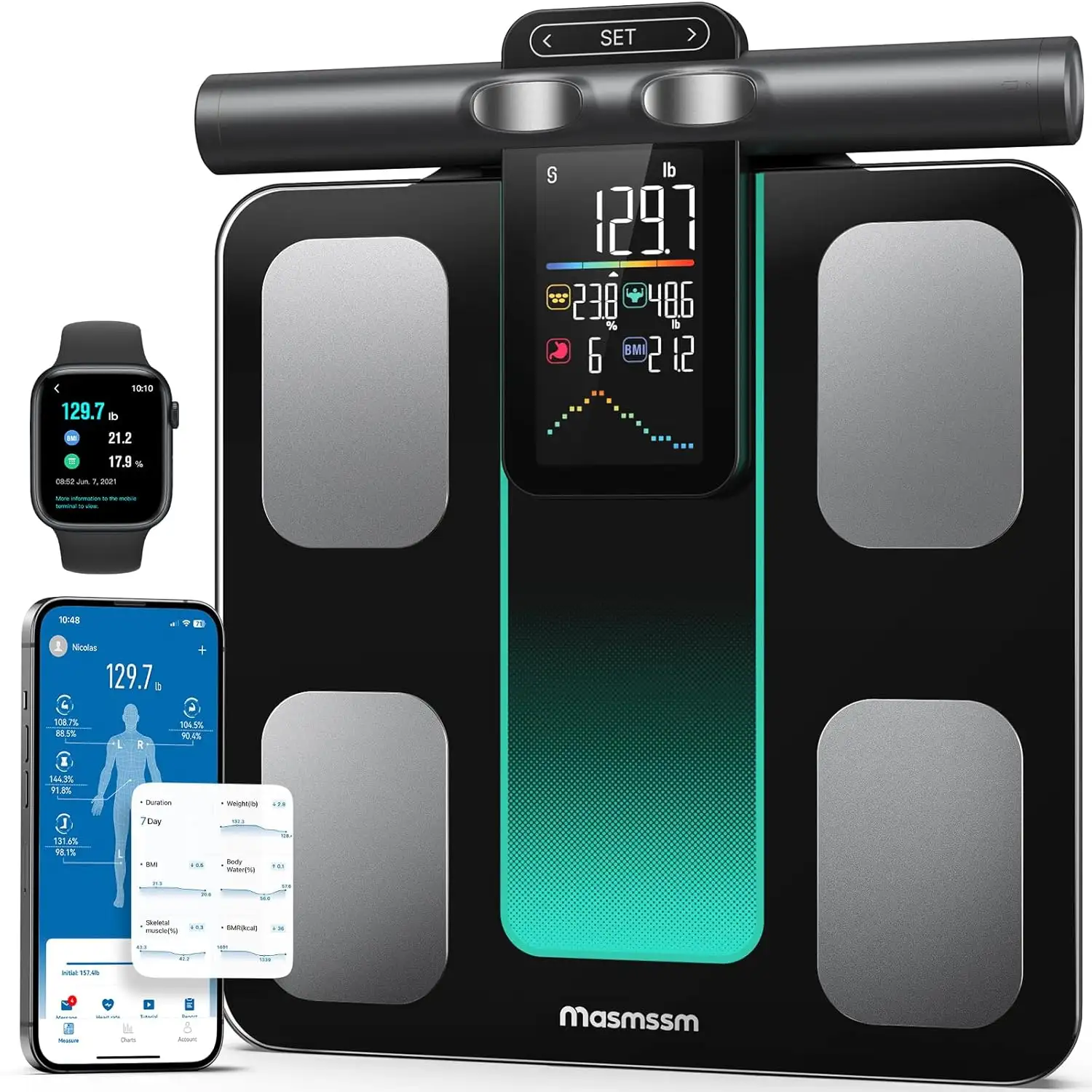 The Smart Body Fat Scale Is Equipped With Dual-Fre...