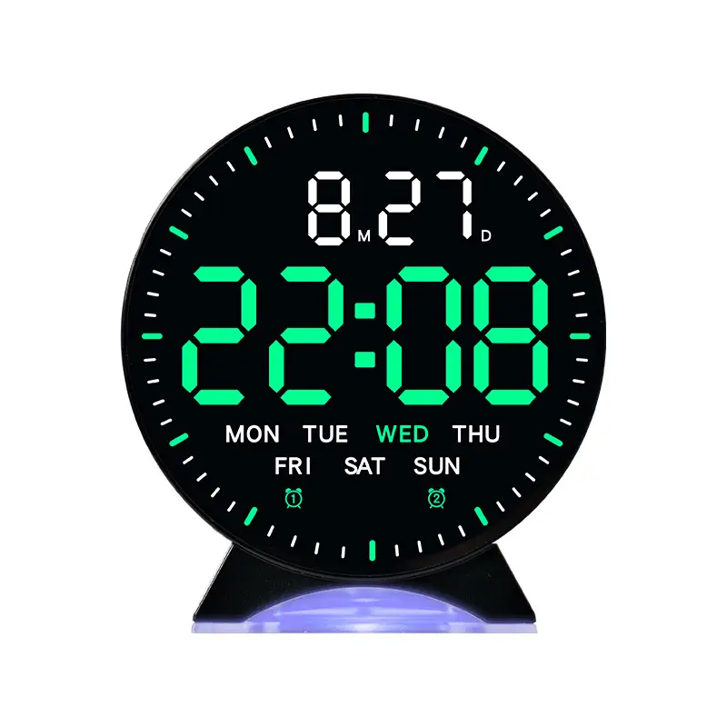 Digital Alarm Clock Week Date Second Hand Display Mood Light Dual Alarm Auto