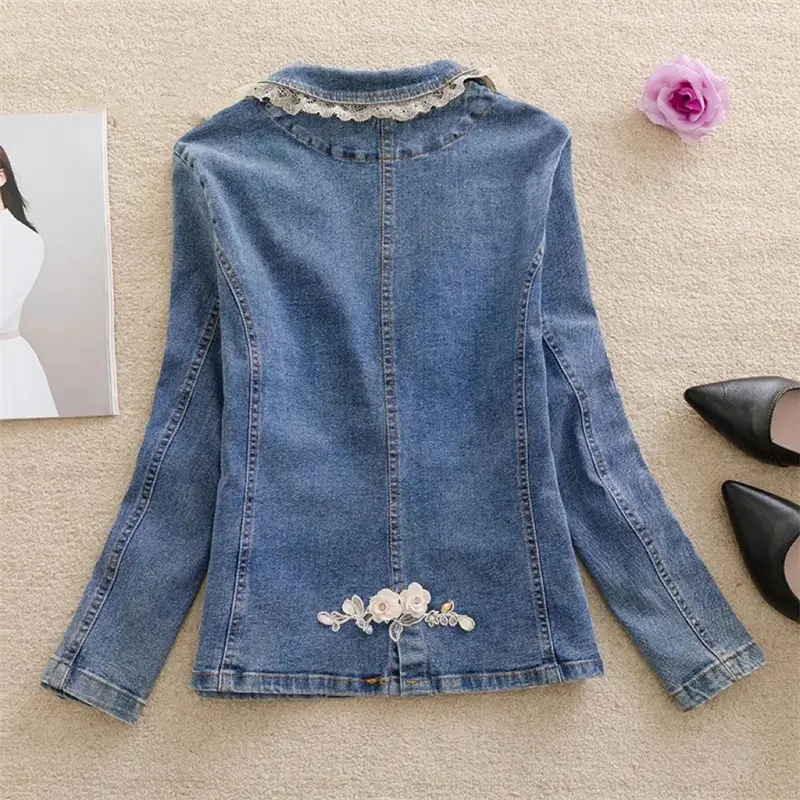 Women's Denim Jacket Long Sleeve Denim Coat Button Outwear Jeans Jackets