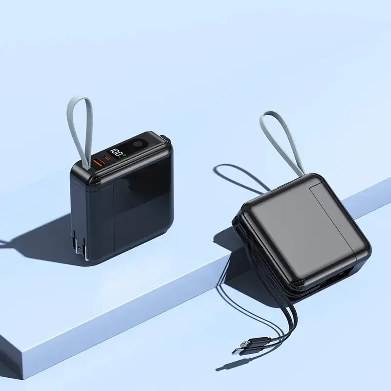 Power Bank With Built-in Cable & AC Plug