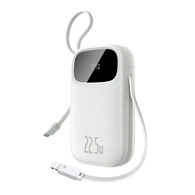 Power Bank Built-in Retractable USB-C Cable