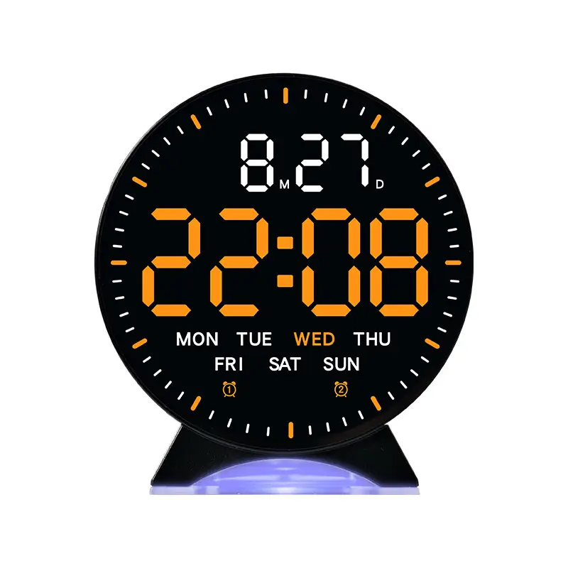 Digital Alarm Clock Week Date Second Hand Display Mood Light Dual Alarm Auto