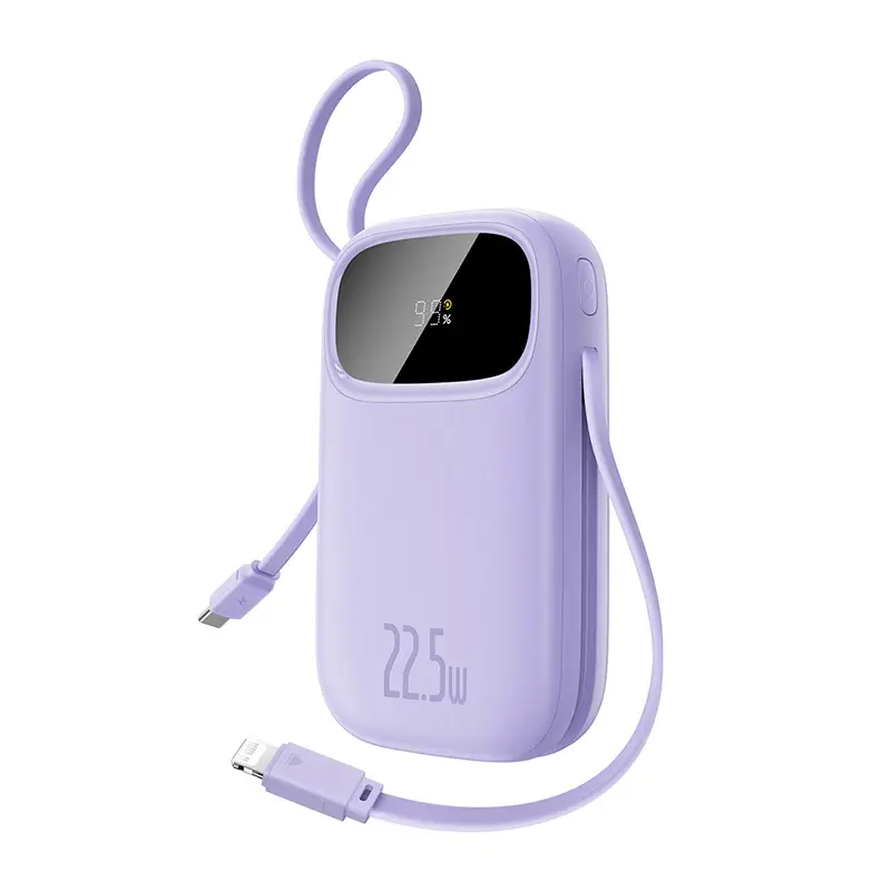 Power Bank Built-in Retractable USB-C Cable
