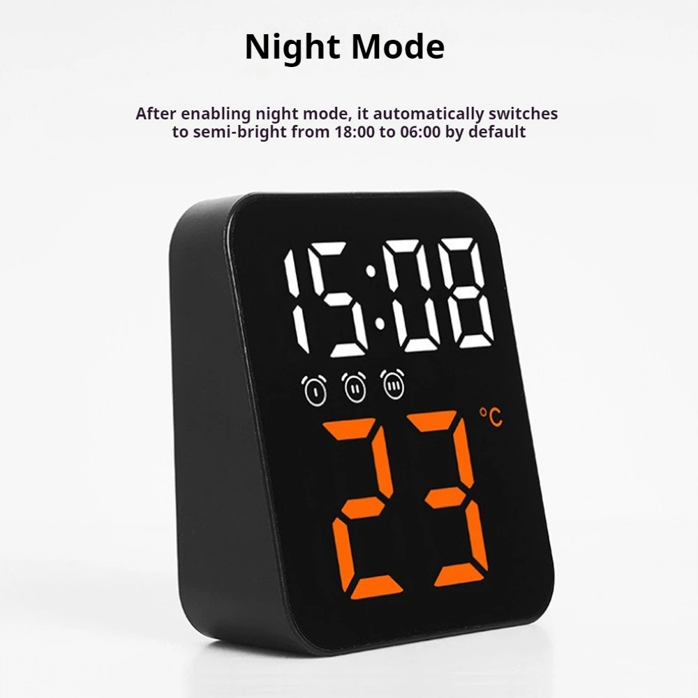 LED Digital Wall/Table Clock Time Temperature Display Alarm Clock Adjustable