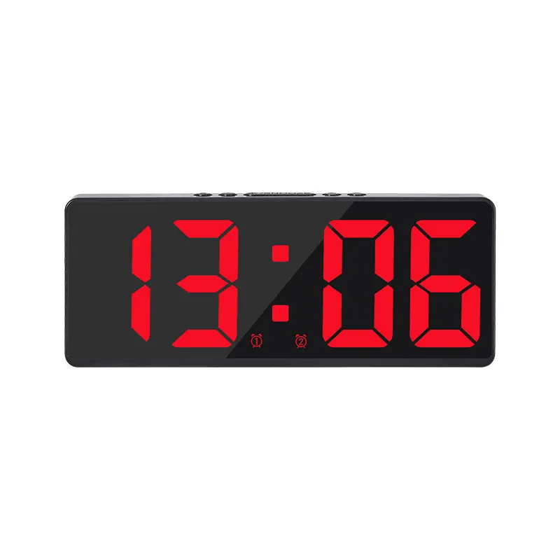 Mirror Digital Alarm Clock Anti-Disturb Mode Voice Control Snooze 12/24H LED Electronic Desk Clock
