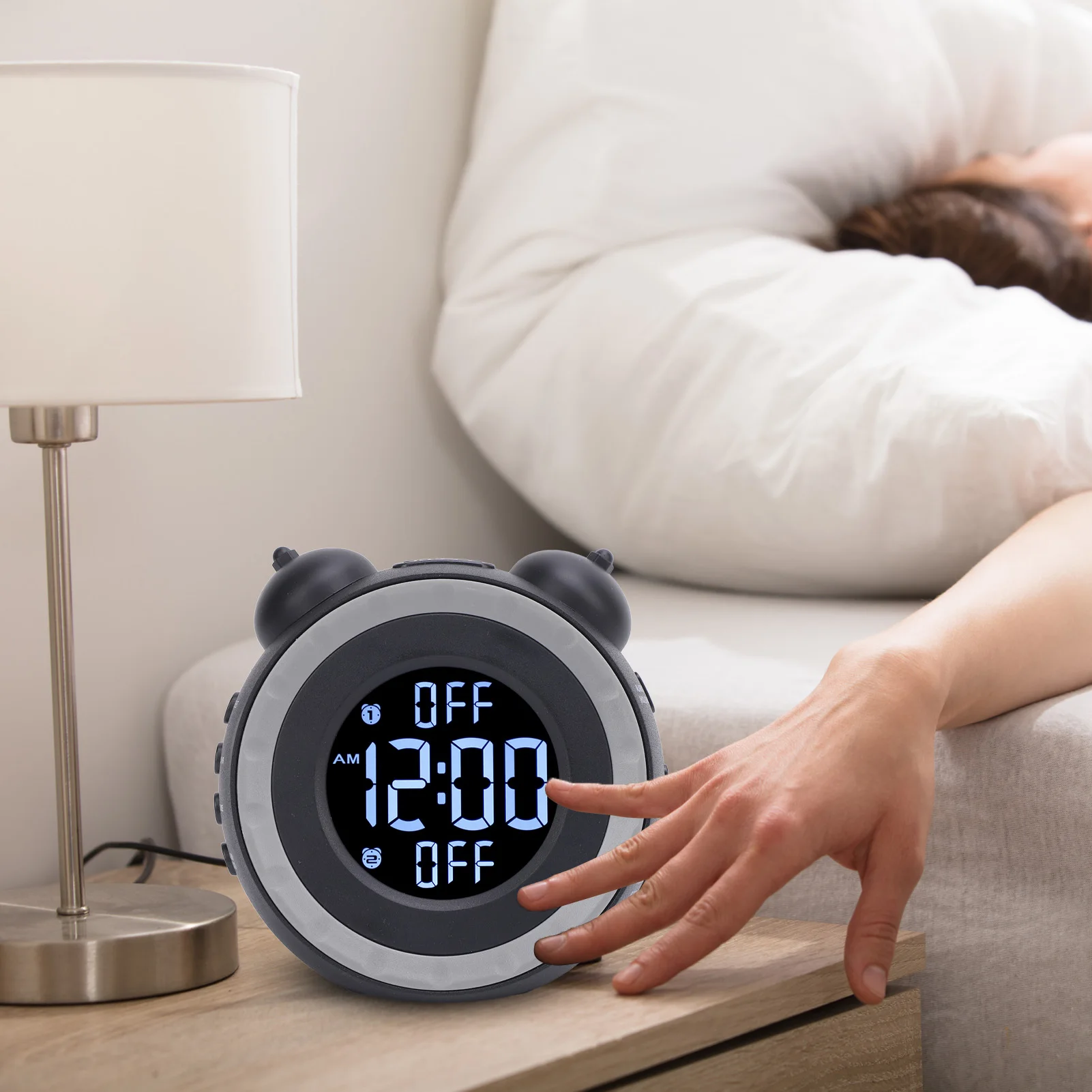 Bed Shaker Alarm Clock Adjustable Volume Brightness Dimmer Vibrating Extra Loud Alarm Clock
