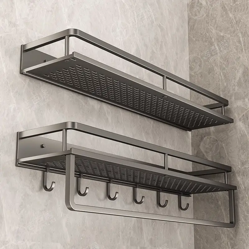 Wall Mounted Bathroom Shelf Punch-Free Storage Rac...