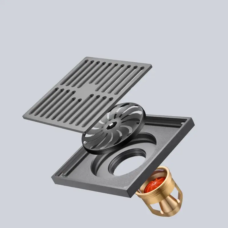 Square Floor Drain Bathroom Toilet Large Flow Drain Bathroom Accessories