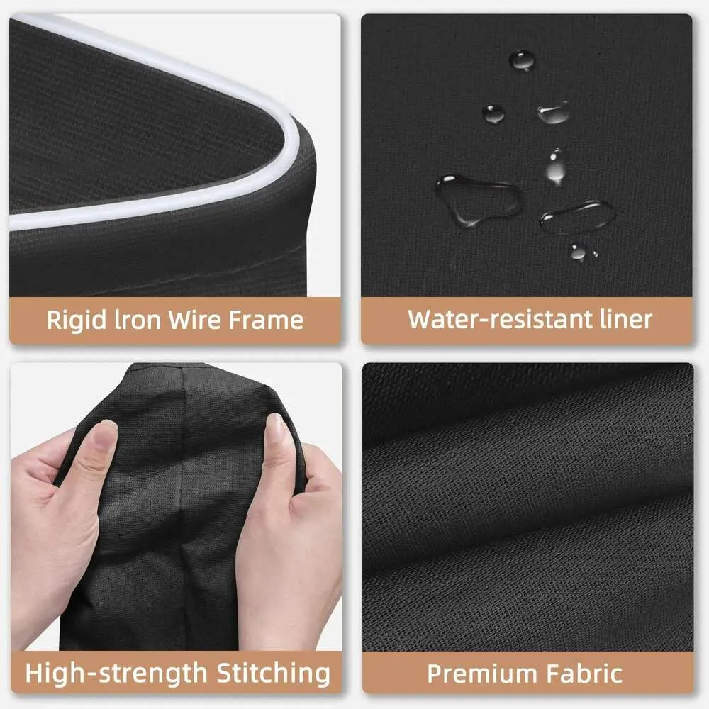 Portable Dirty Clothes Storage With Handle Large Capacity Black Durable Linen Foldable Laundry Basket