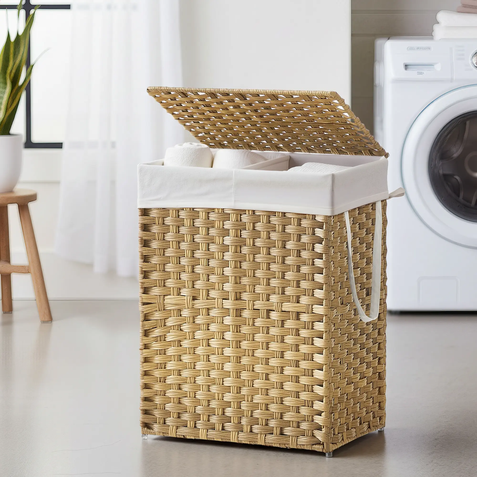 Laundry Hamper With Lid Wicker Laundry Basket Double Lau
