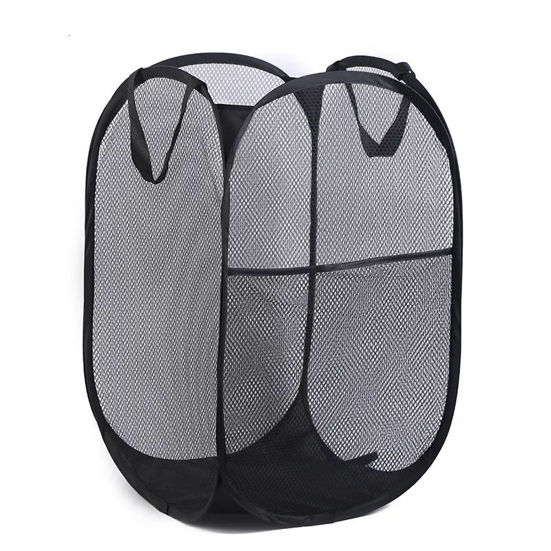 Home Use Mesh Laundry Basket Foldable Dirty Clothe...