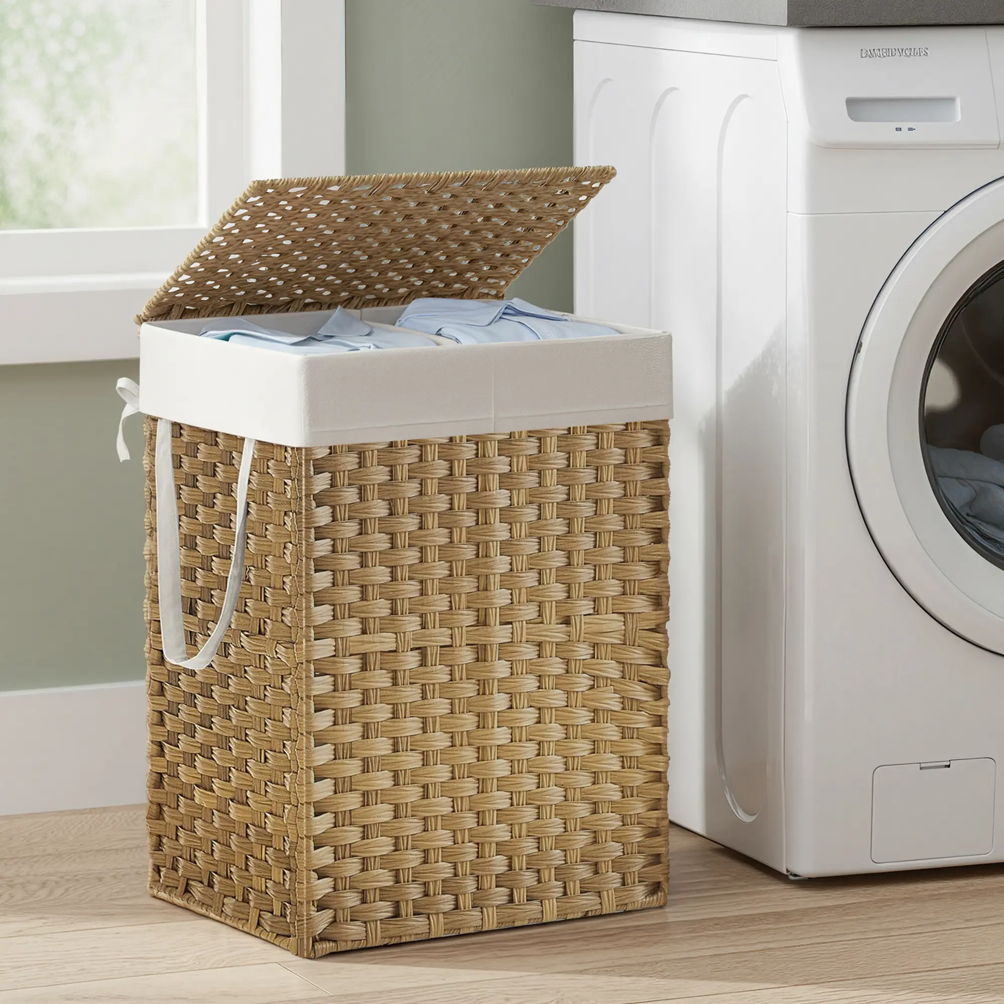 Laundry Hamper With Lid Wicker Laundry Basket Double Lau