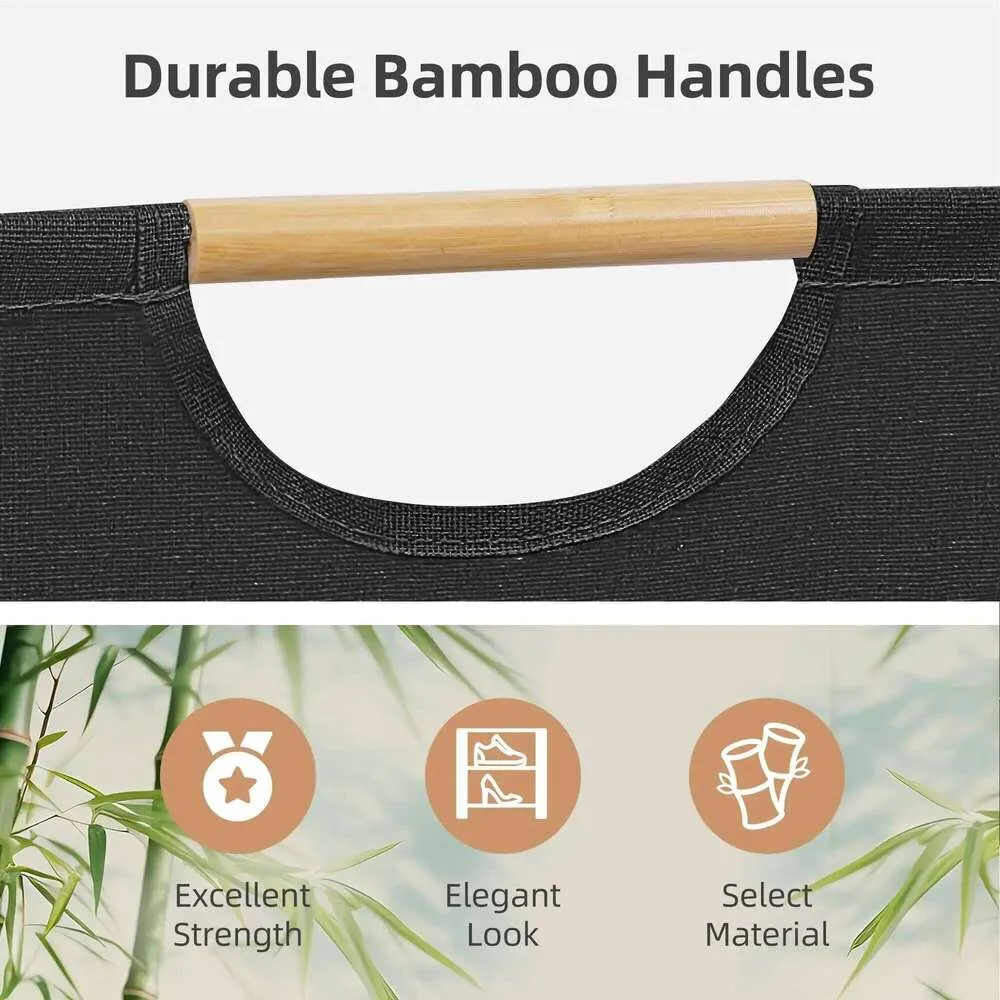Portable Dirty Clothes Storage With Handle Large Capacity Black Durable Linen Foldable Laundry Basket