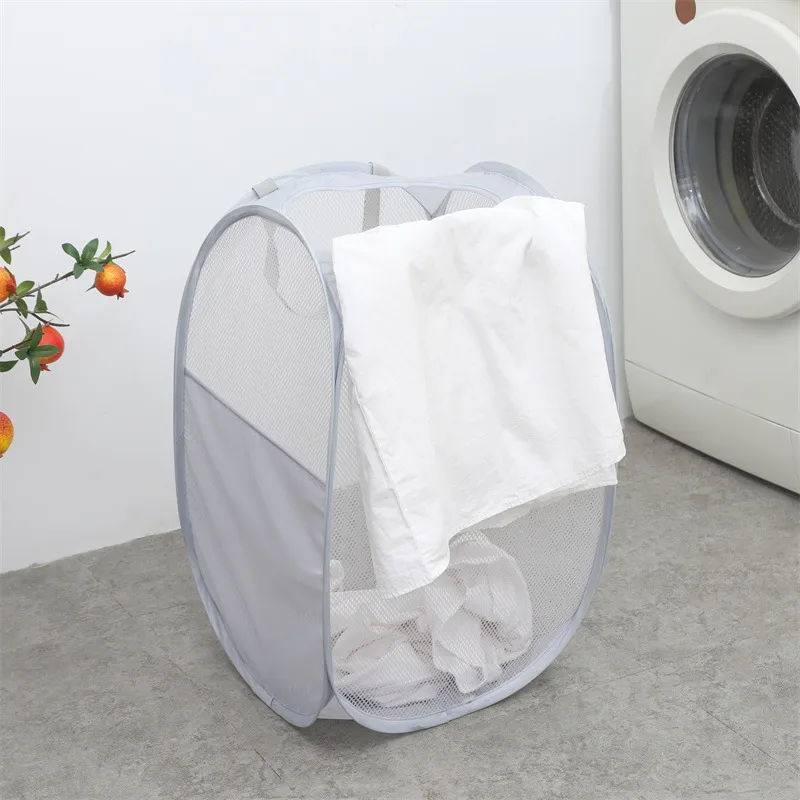 Foldable Pop-Up Mesh Laundry Basket Breathable Dir...