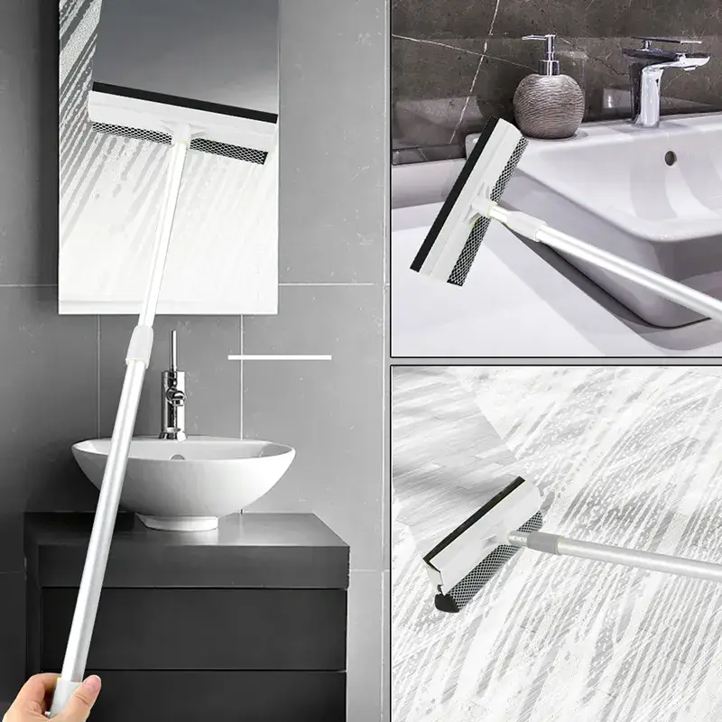 Window Cleaning Brush Bathroom Mirror Glass Wiper Adjustable Long Handle