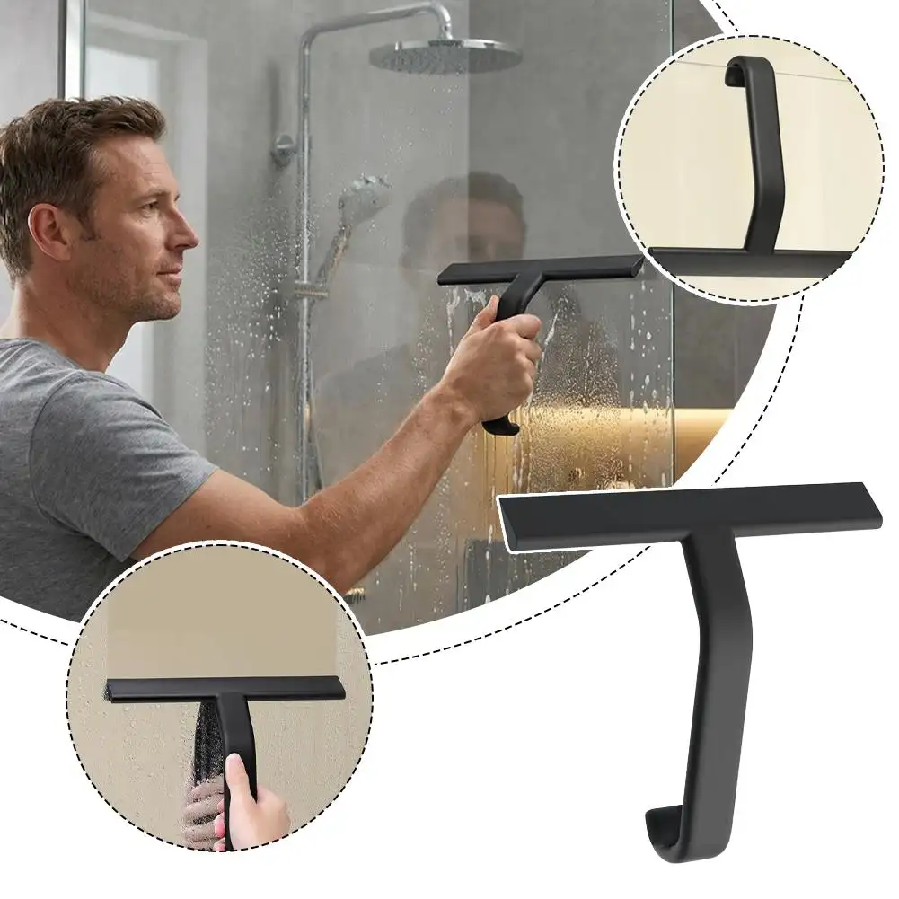 Shower Squeegee Built-in Hook Household Glass Wiper