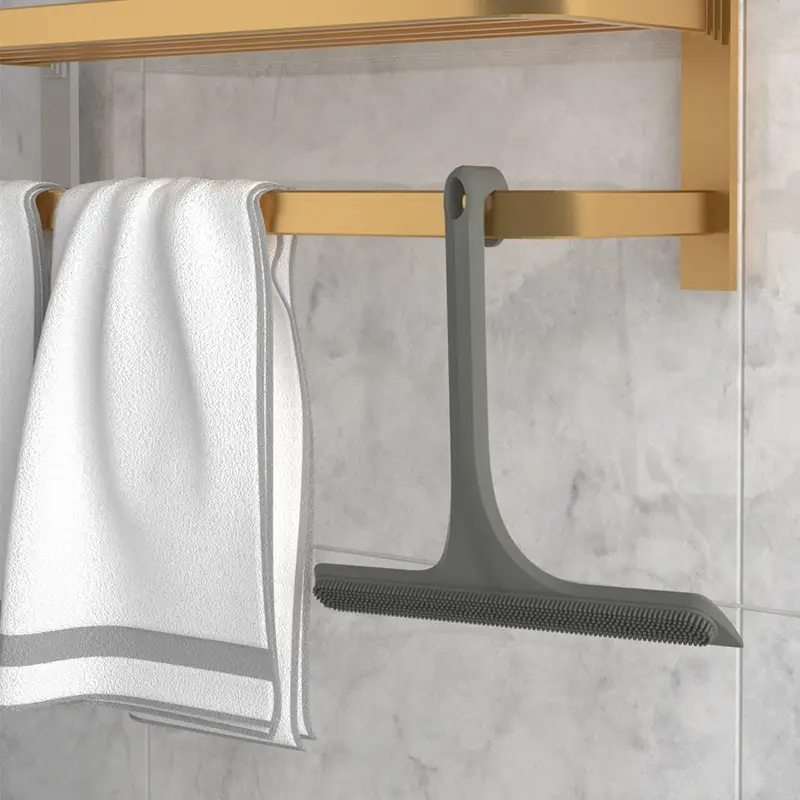 Glass Door Shower Squeegee Built-In Hook