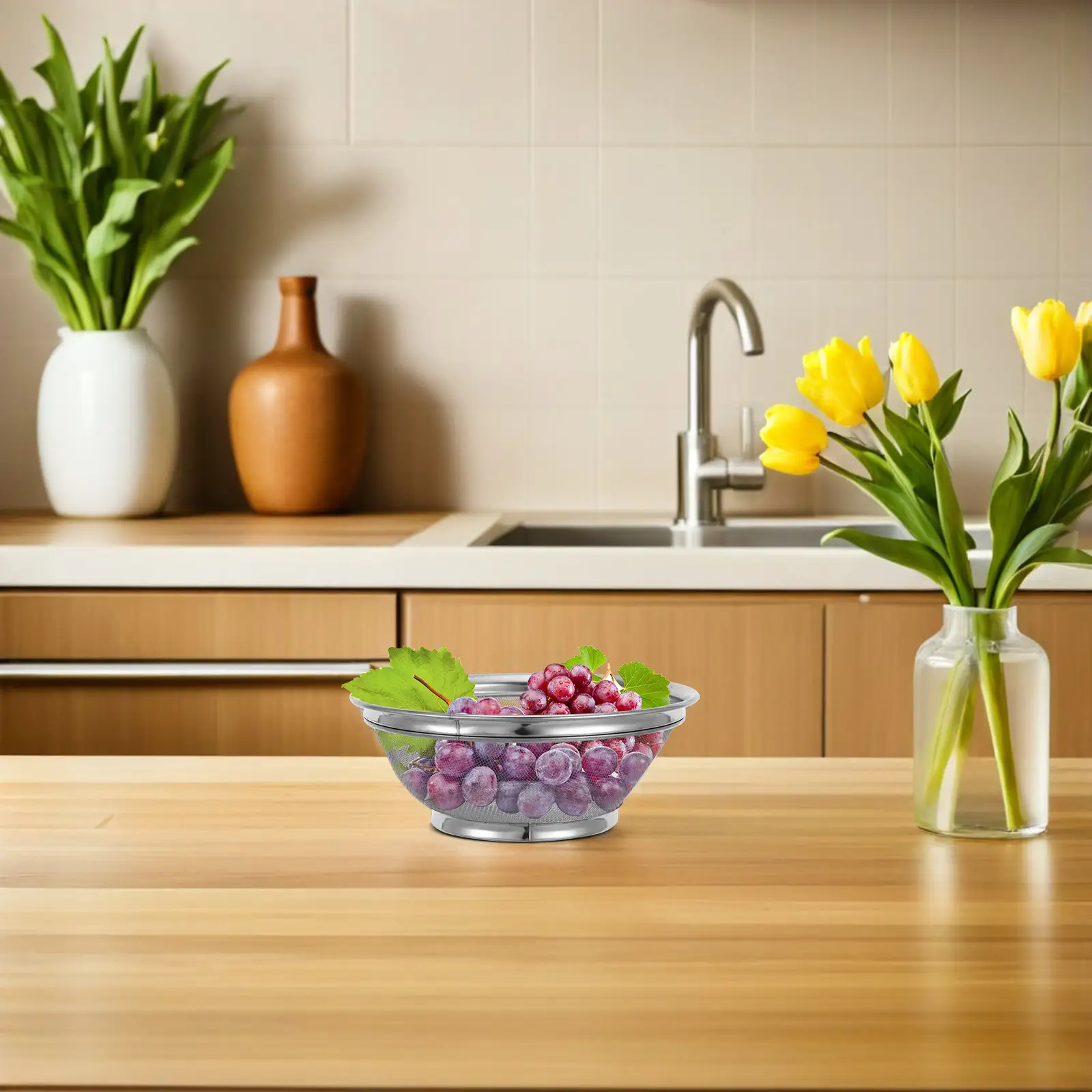 Stainless Steel Drain Basket With Perforated Water Filter