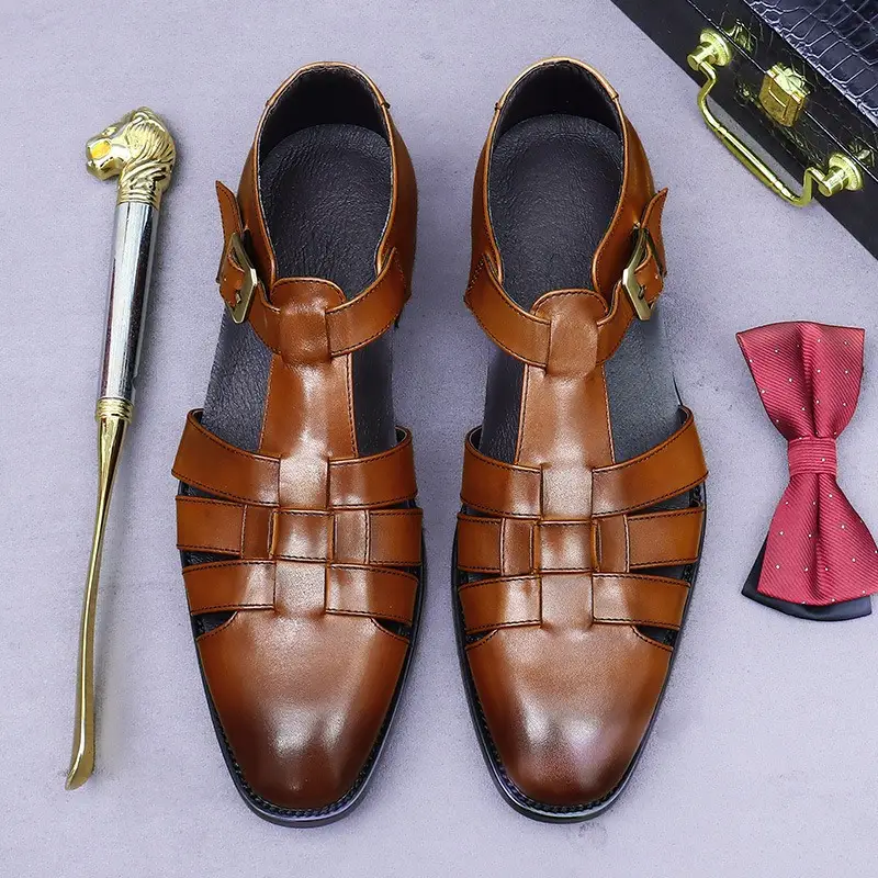 Top Layer Cowhide Genuine Leather Sandals Fashiona...