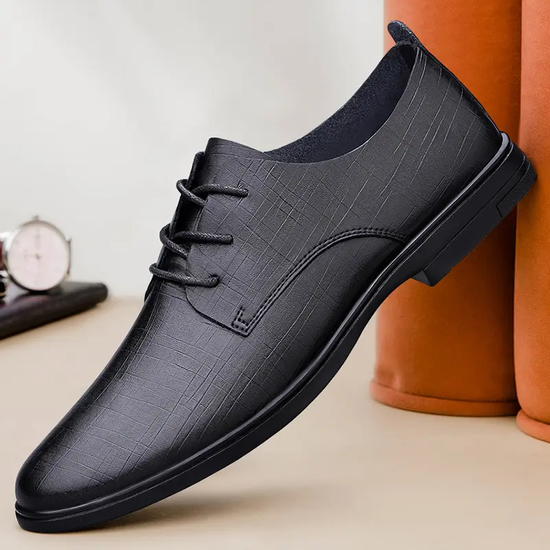 Men Leather Shoes Fashion Comfortable Lace Up Casu...