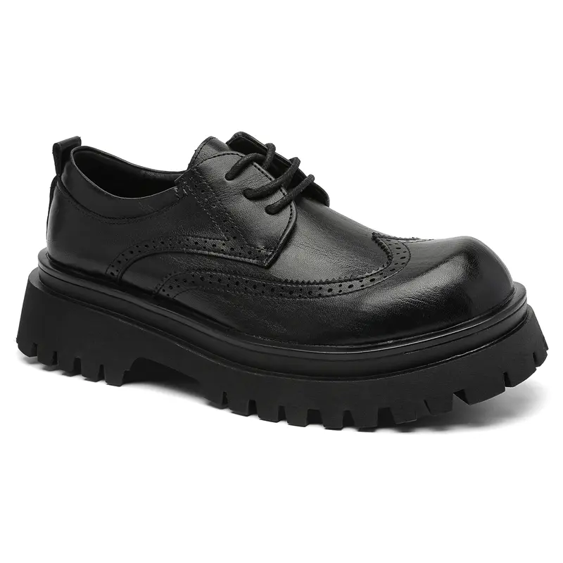 Men Shoes Glossy Leather Shoes Lace Up Oxfords Bus...