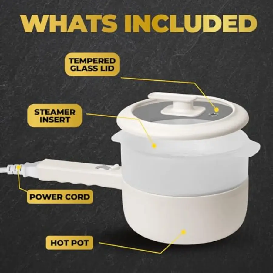 Electric Pot With Lid And Steamer Non Toxic Cerami...