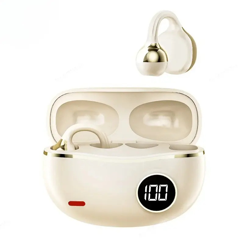 Wireless Bluetooth Earphones Waterproof Type-C Charging Clip Ear Design With Digital Display For Comfortable Wearing
