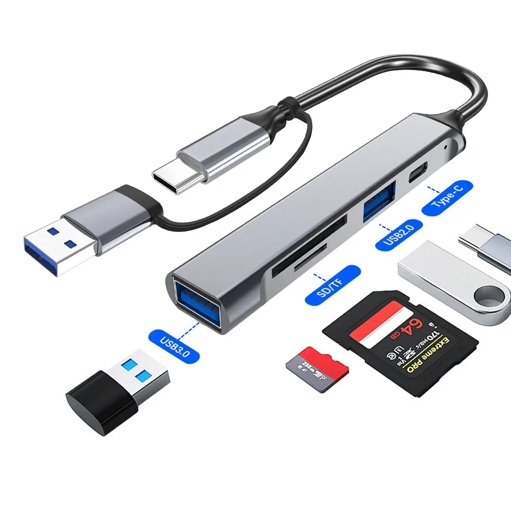 Hub with USB Converter Supports OTG Phone Computer