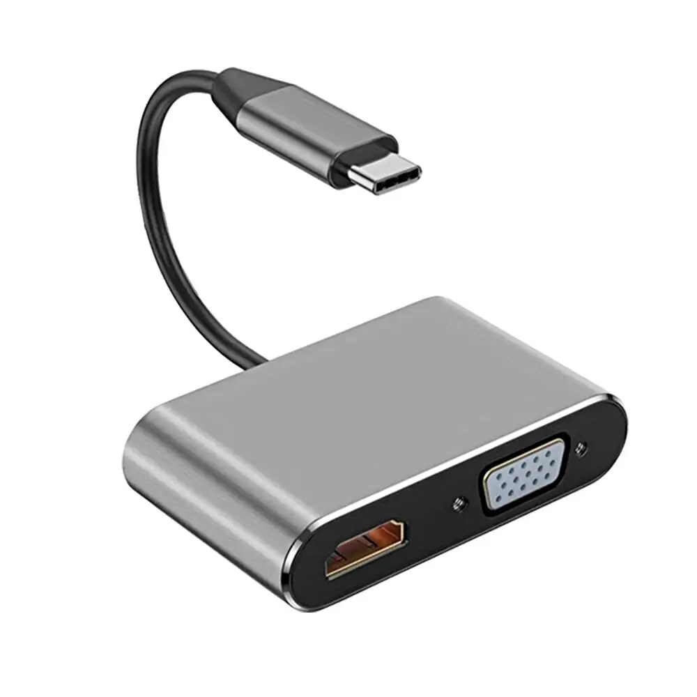 Type C Adapter Hub To HDTV VGA USB 3.0 Digital AV Multiport Adapter With TYPE-C PD Charging Port Compatible
