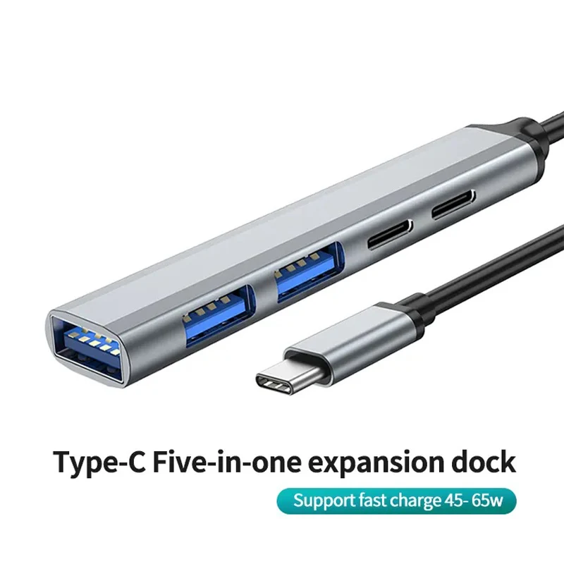 5 in 1 Ultra Slim Type C USB Hub Docking Station
